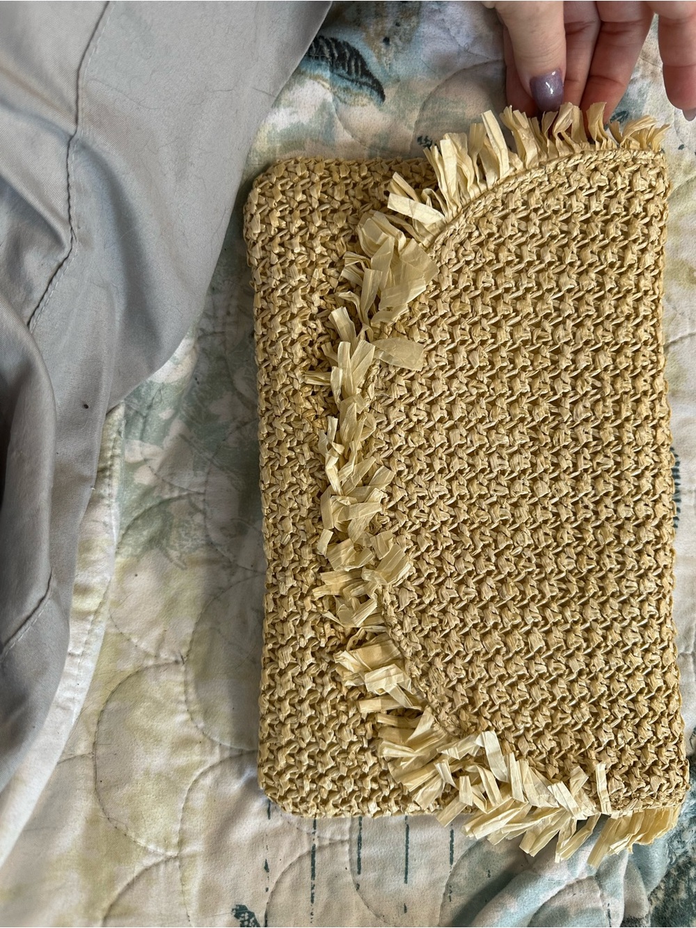 Woven Raffia Fringe Clutch- Beachly